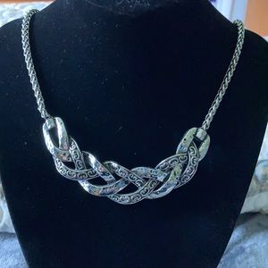 Silver Rope & Hammered Metal Necklace